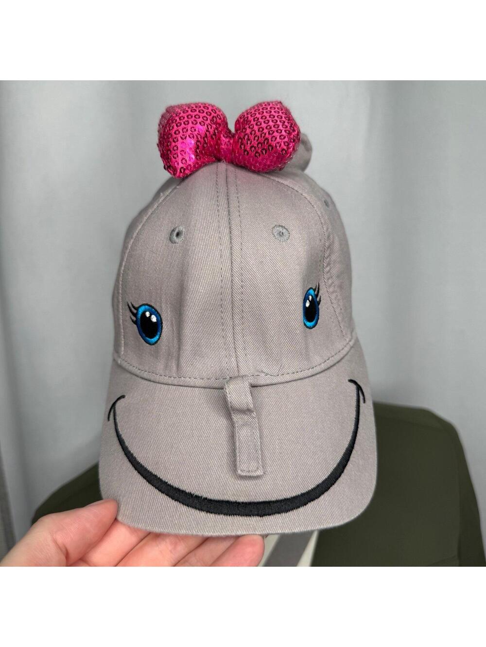 SeaWorld Dolphin Pink Bow Toddler Girls Gray Fin 3D Strapback Ball Hat Cap